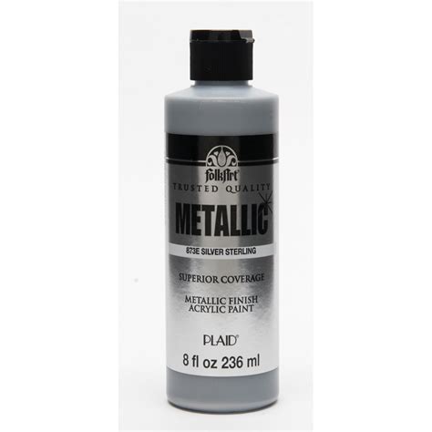 folkart metallic sterling silver paint on fabric|FolkArt 8 oz Acrylic Paint, Silver Metallic .